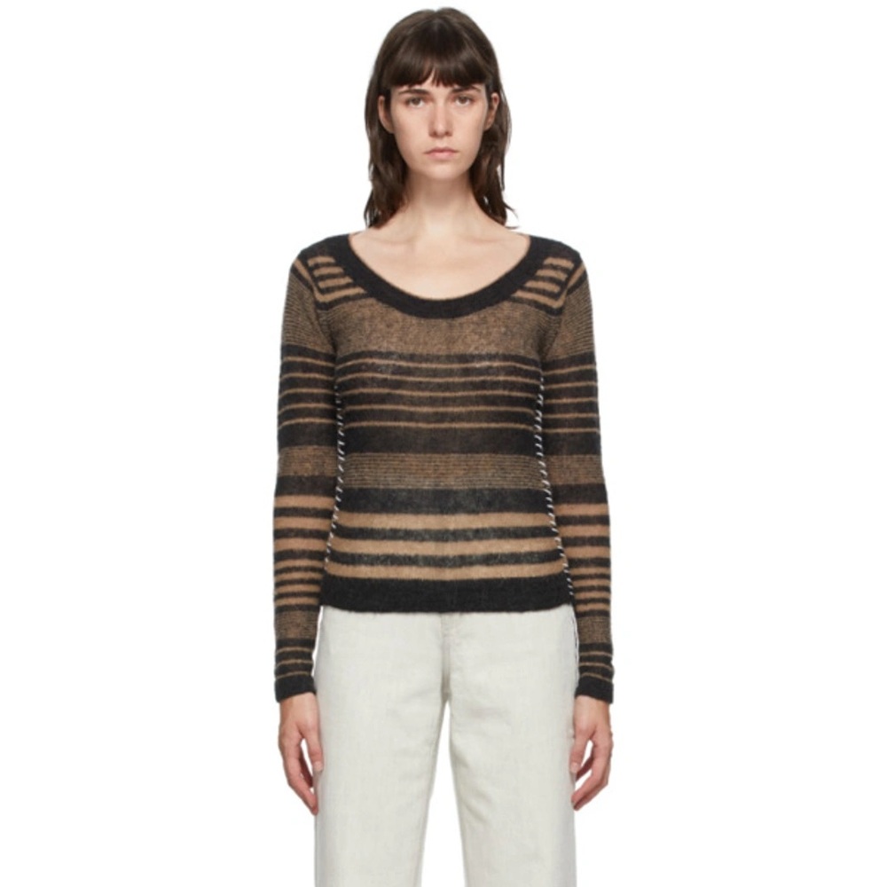 Acne Black and Brown Striped Top